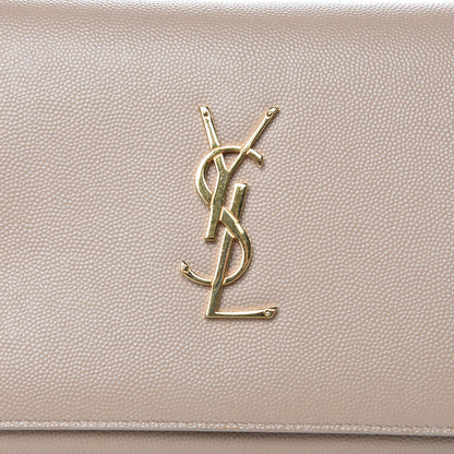 Saint Laurent Grain De Poudre Monogram Chain Wallet Dark Beige 14 of 14
