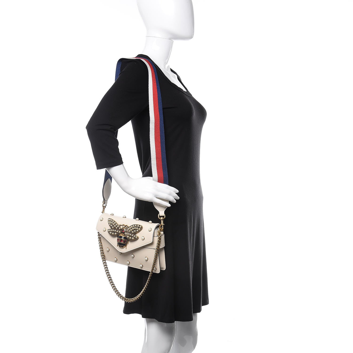 Gucci Nappa Pearl Studded Mini Queen Margaret Broadway Shoulder Bag Mystic White 2 of 11