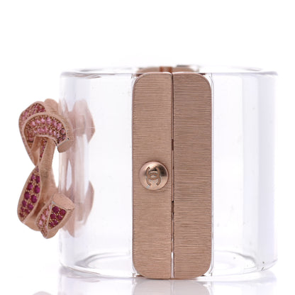 Chanel Lucite Crystal CC Cuff Transparent Pink Gold 4 of 9