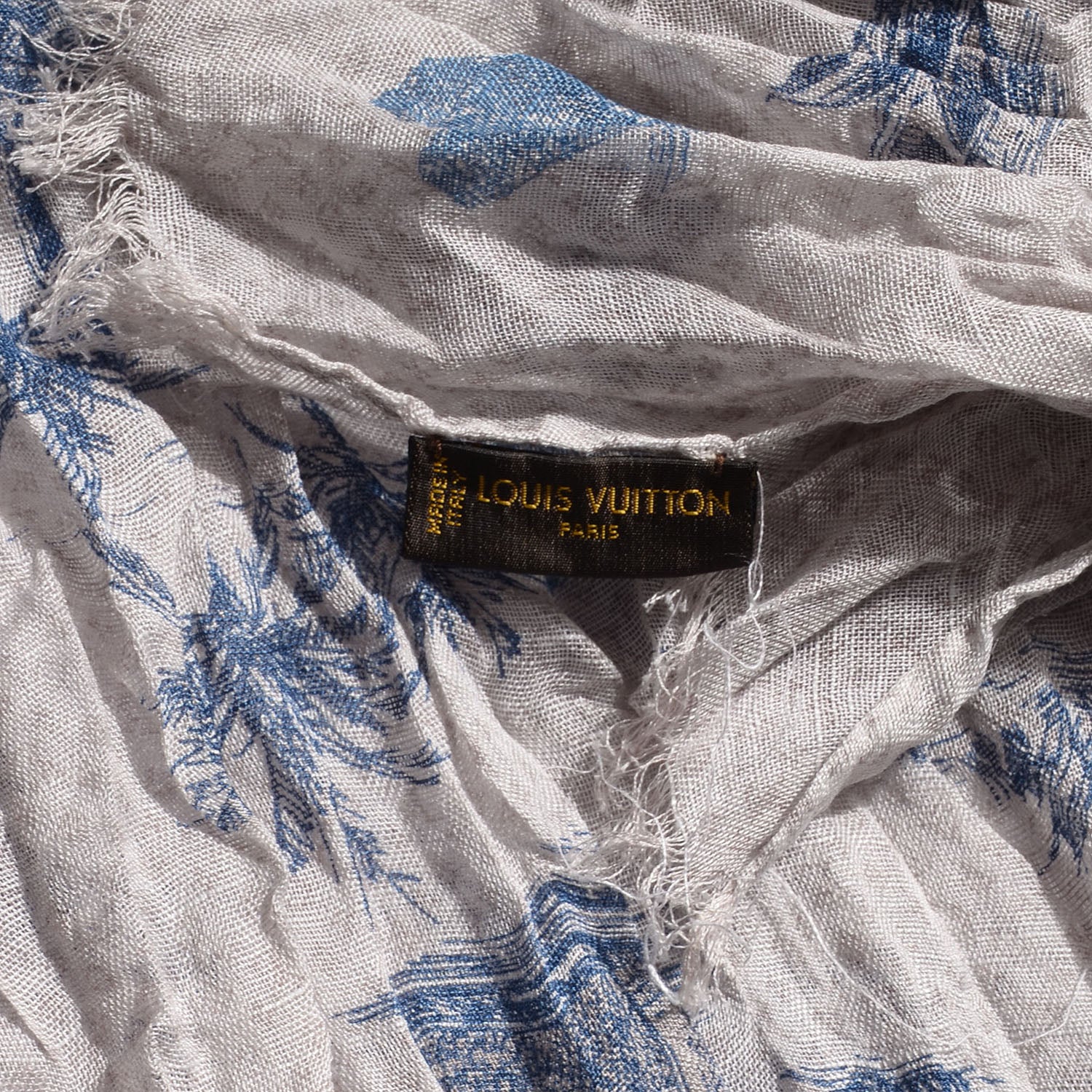 Louis Vuitton Cotton Linen Toile Etole De Louis Pareo Blue 6 of 7