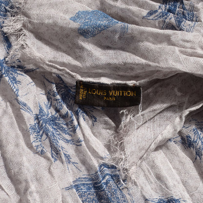 Louis Vuitton Cotton Linen Toile Etole De Louis Pareo Blue 6 of 7