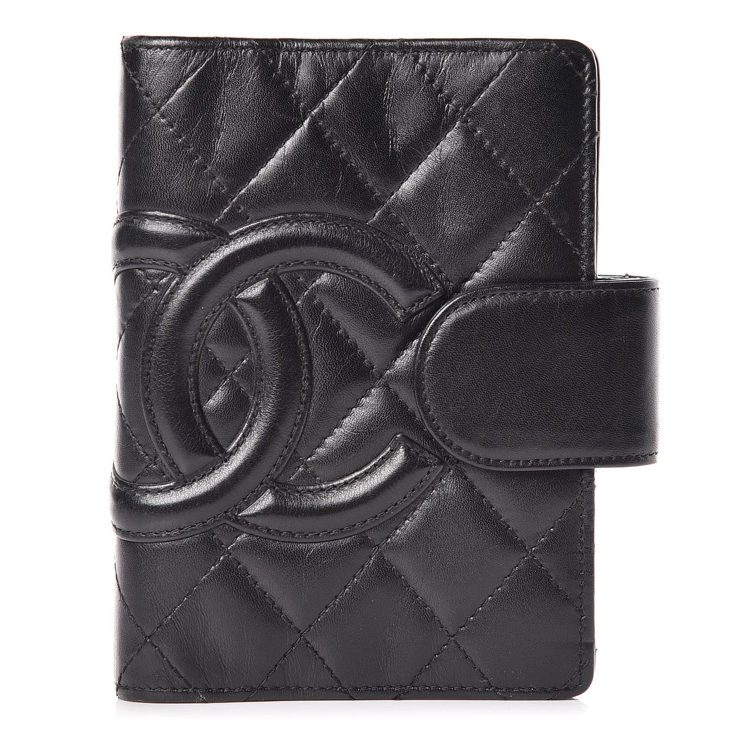 Calfskin Quilted Small Cambon Agenda Planner Black