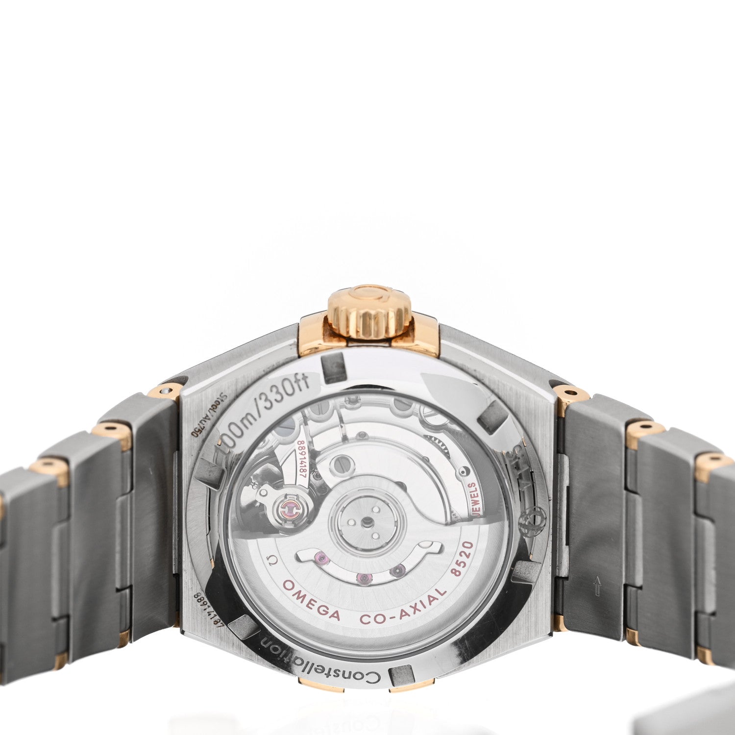Omega Stainless Steel 18K Yellow Gold Diamond Bezel Black Mother of Pearl 27mm Constellation Co-Axial Tahiti Automatic Watch 123.25.27.20.57.007 4 of 4