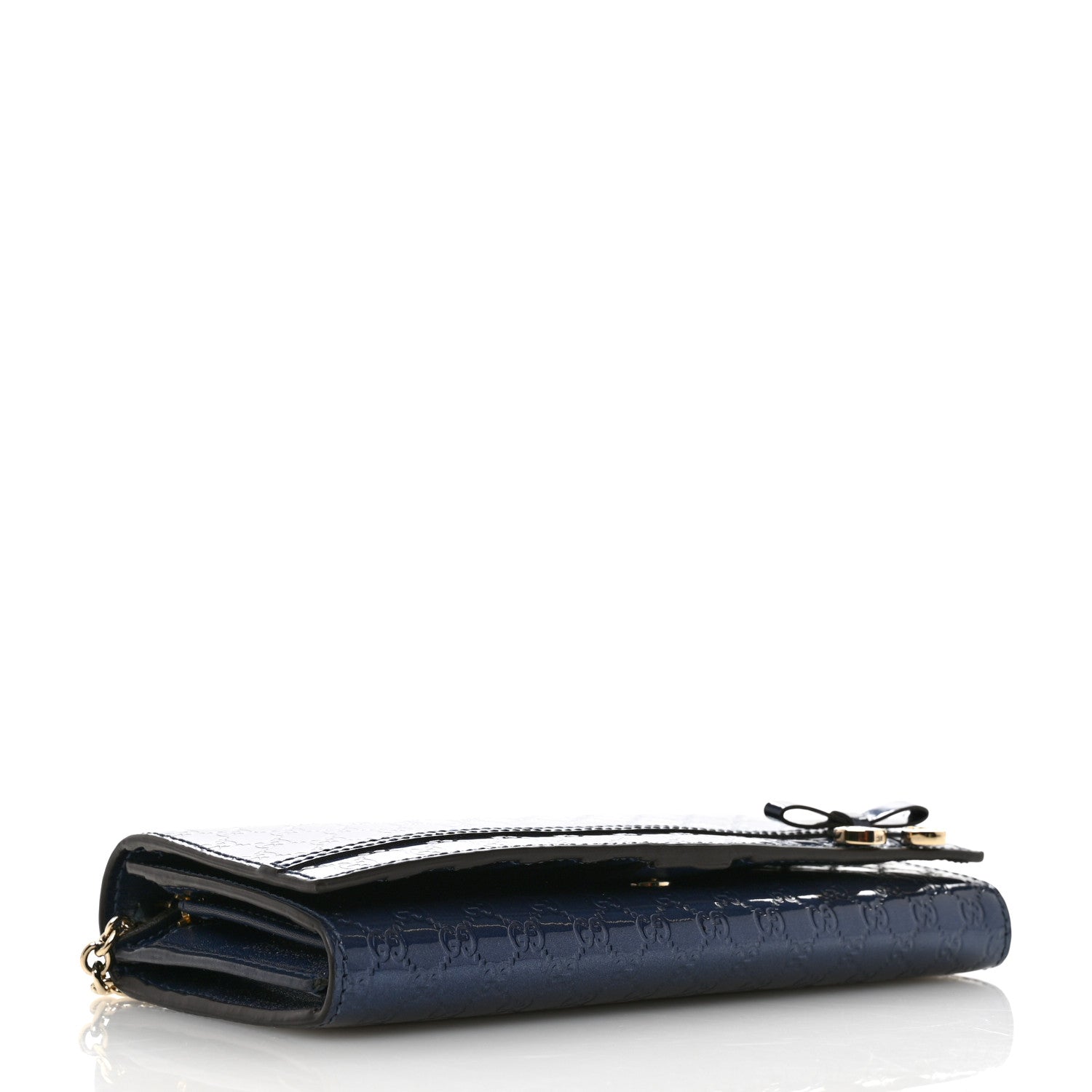 Gucci Metallic Patent Microguccissima Signature Chain Wallet Navy 4 of 12