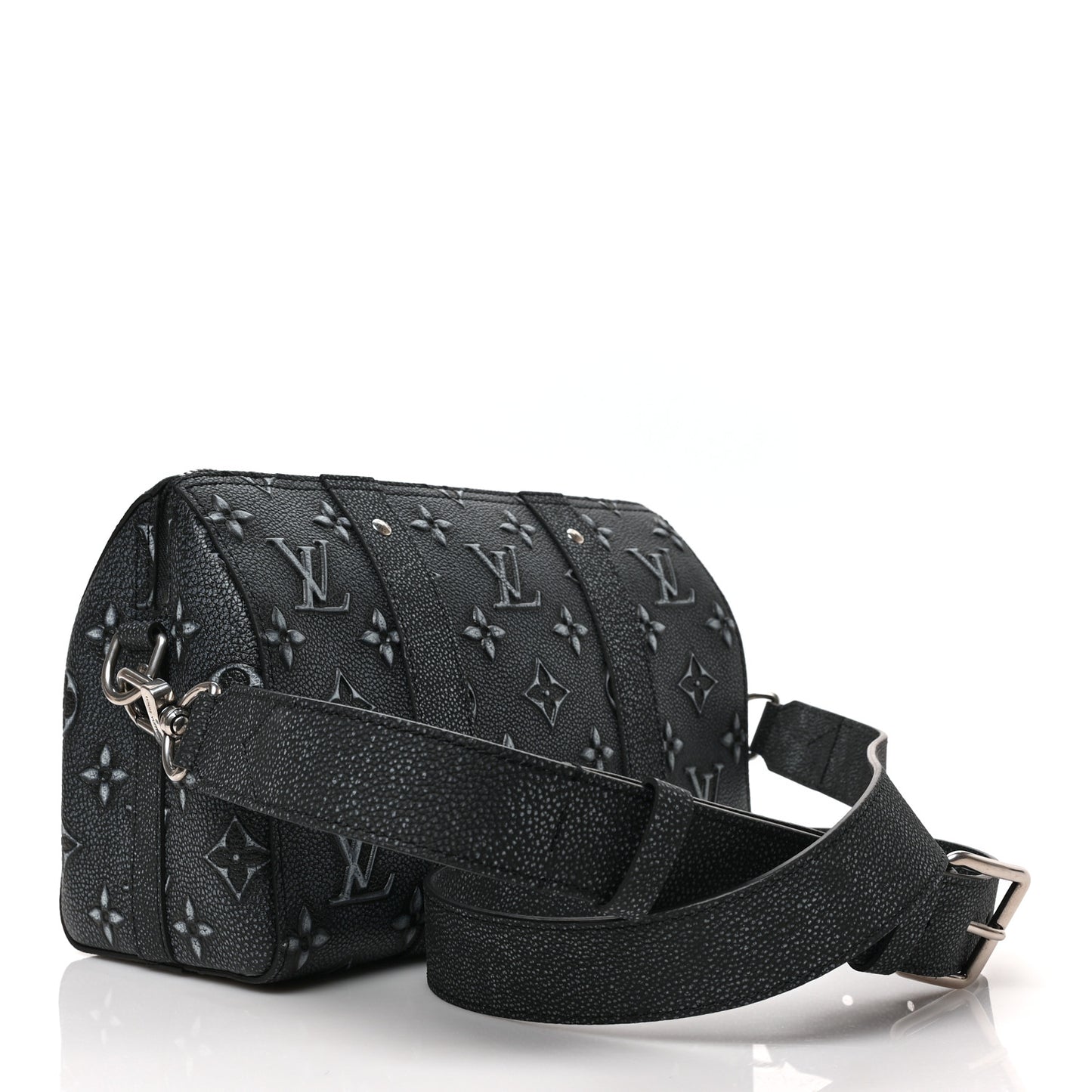 Cowhide Faded Monogram City Keepall Charcoal