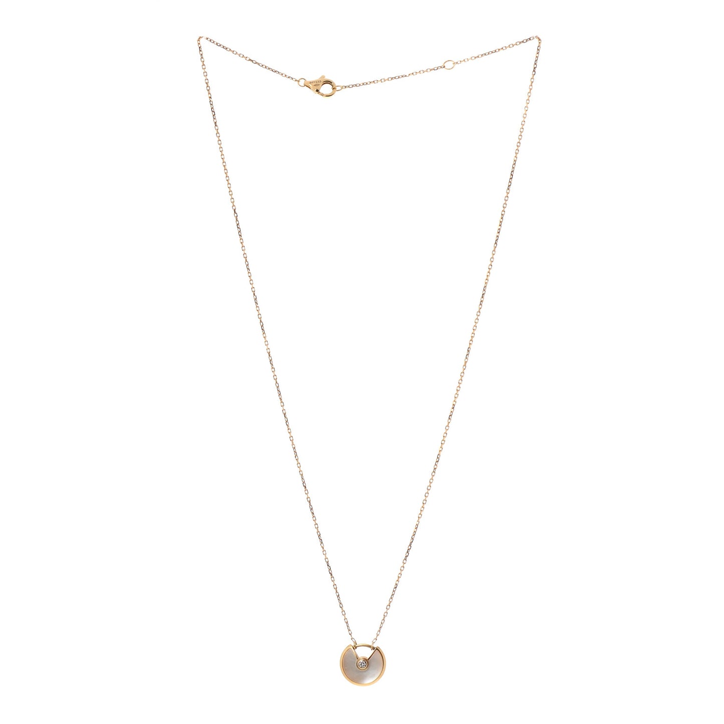 18K Yellow Gold Diamond Mother of Pearl XS Amulette de Cartier Pendant Necklace