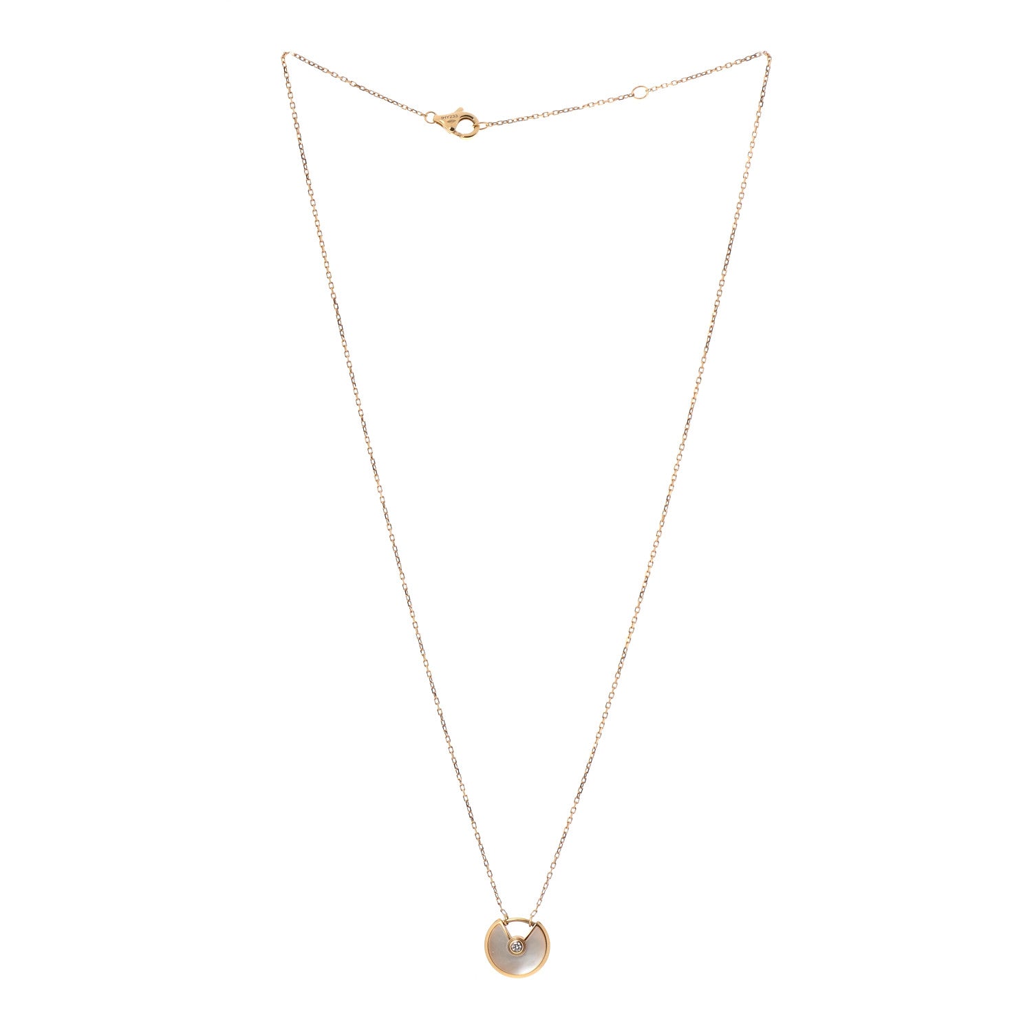 Cartier 18K Yellow Gold Diamond Mother of Pearl XS Amulette de Cartier Pendant Necklace 3 of 6