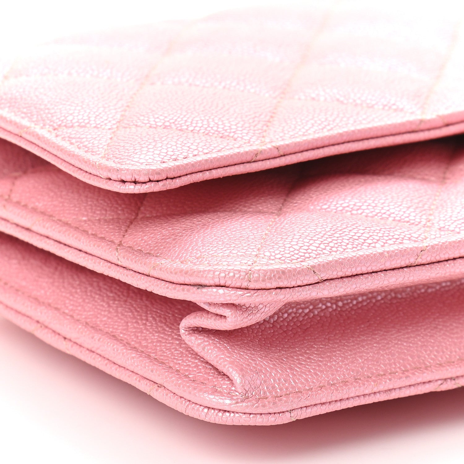 Chanel Iridescent Caviar Quilted Wallet on Chain WOC Rose Pink 9 of 11