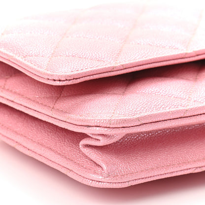 Chanel Iridescent Caviar Quilted Wallet on Chain WOC Rose Pink 9 of 11