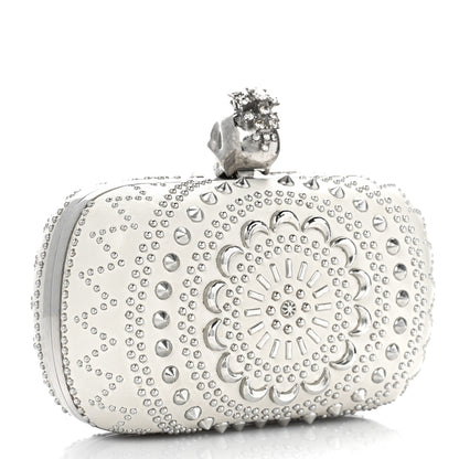 Alexander McQueen Nappa Studded Crochet Skull Box Clutch Ivory 3 of 10