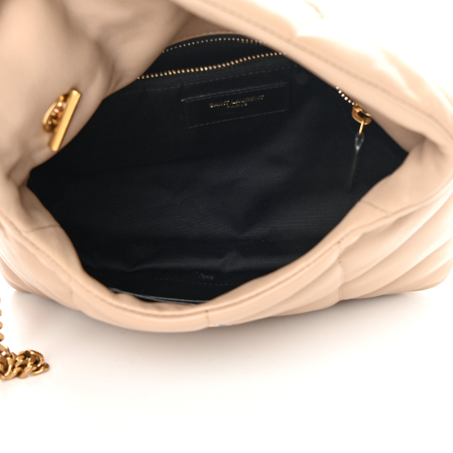 Lambskin Quilted Toy Loulou Puffer Monogram Chain Satchel Dark Beige