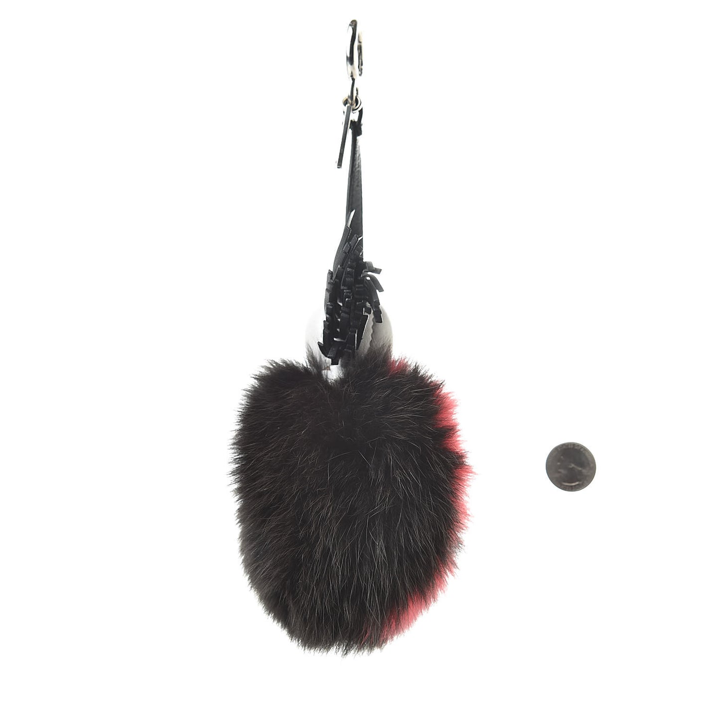 Fox Fur Shiny Nappa Bi-Color Super Karlito Pom Pom Bag Charm Moro Rosso Chiaro