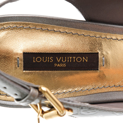 Louis Vuitton Vernis No Doubt Slingback Heels 39 Gris Art Deco 11 of 16