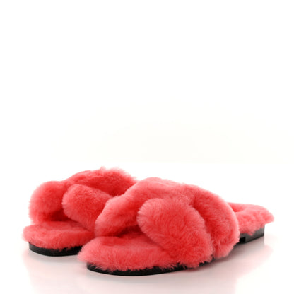 Hermes Woolskin Oran Sandals 36.5 Rose Du Desert 3 of 8