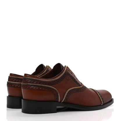 Louis Vuitton Calfskin Tomboy Richelieu Oxford Flats 38.5 Cognac 4 of 7