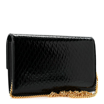 Saint Laurent Calfskin Python Embossed Monogram Uptown Chain Wallet Black 3 of 11