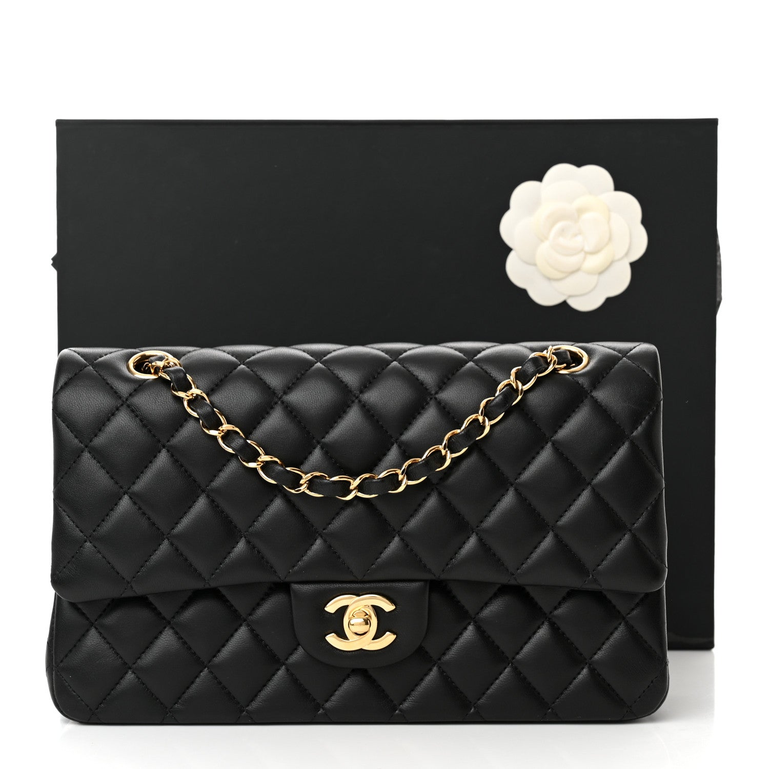 Chanel Lambskin Quilted Medium Double Flap Black 15 of 15