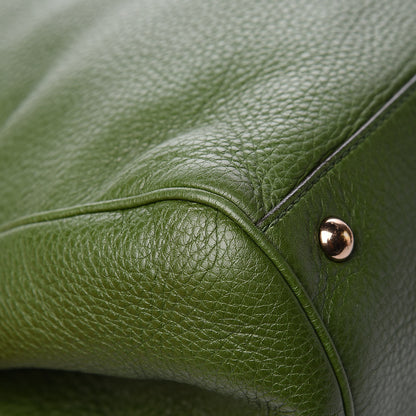 Gucci Pebbled Calfskin Large Bamboo Shopper Tote Green 13 of 15