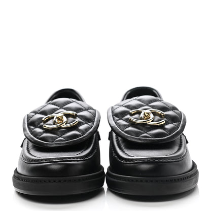 Chanel Lambskin Quilted CC Turnlock Loafers 35.5 Black 2 of 9
