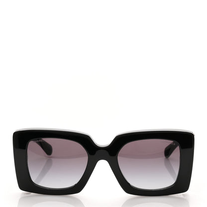 Chanel Acetate Pearl Rectangle Sunglasses 5480-H Black 2 of 8