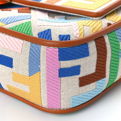 Fendi Kuban Canvas Vitello King FF Embroidered Baguette Grezzo Multicolor 8 of 8