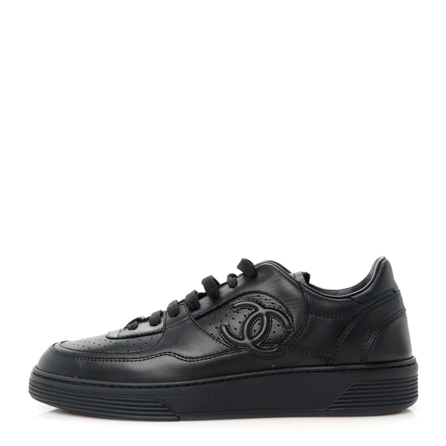 Chanel Calfskin CC Womens Sneakers 39 Black 1 of 9