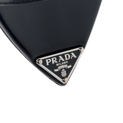 Prada Spazzolato Metal Triangle Logo 75mm Slide Sandals 39 Black 8 of 8