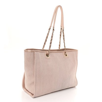 Chanel Mixed Fibers Calfskin Small Deauville Tote Beige 3 of 13