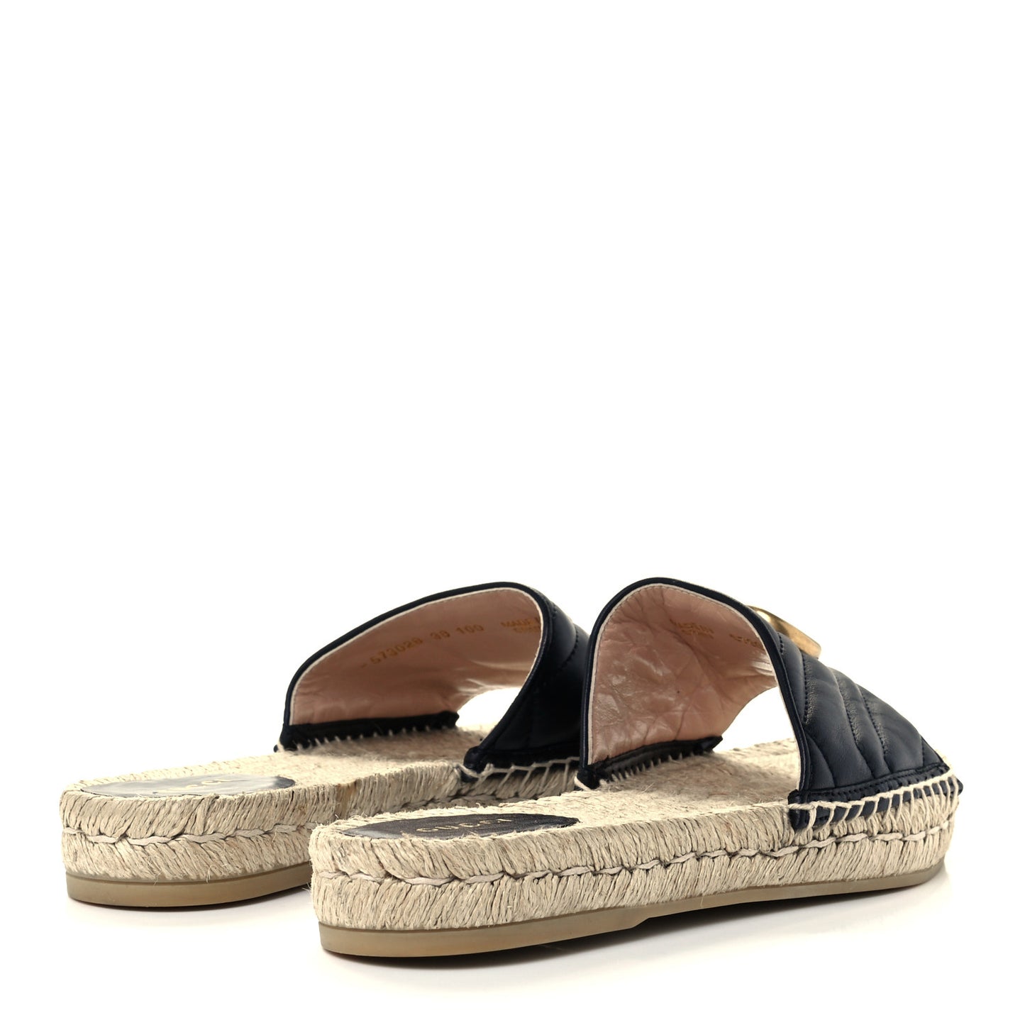 Nappa Matelasse GG Marmont Espadrille Slide Sandals 38 Black