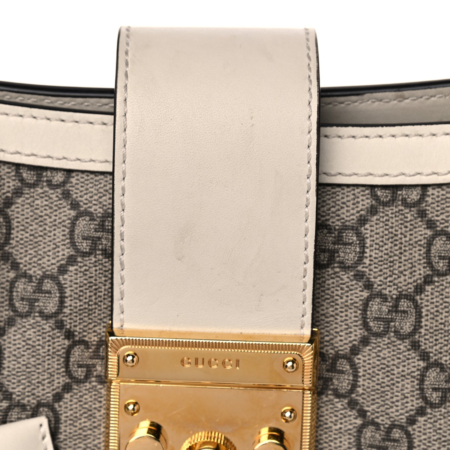 GG Supreme Monogram Medium Padlock Tote White