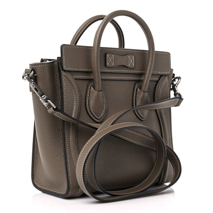 Celine Drummed Calfskin Nano Luggage Souris 3 of 9