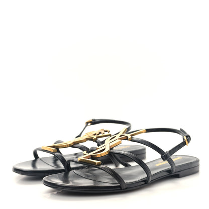 Saint Laurent Calfskin Cassandra Monogram Sandals 35.5 Black 3 of 8