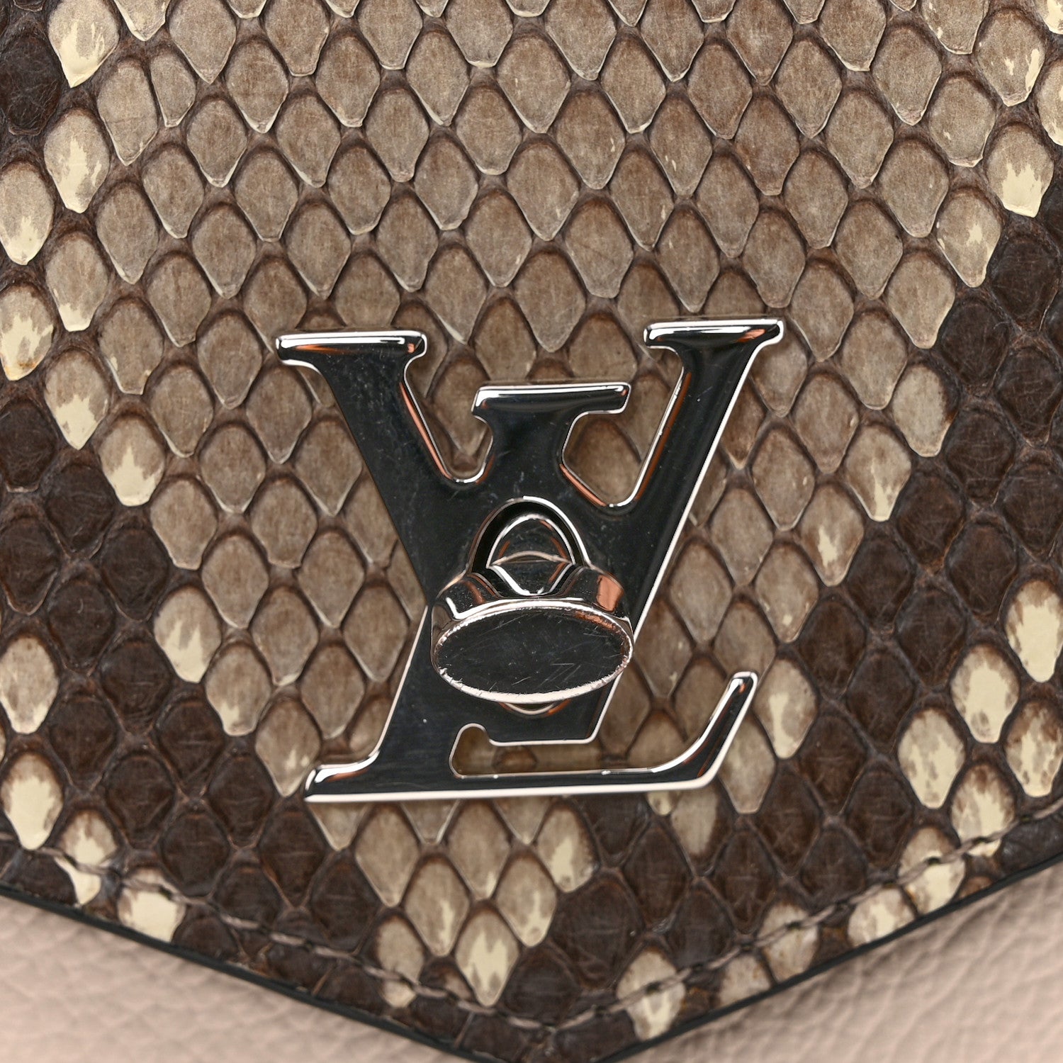 Louis Vuitton Soft Calfskin Snakeskin My Lockme Chain Bag Pochette Black 10 of 13