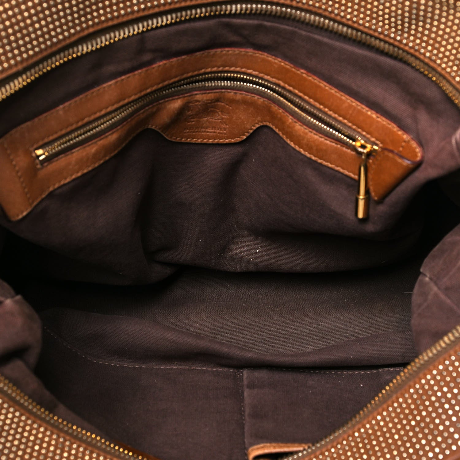 Burberry House Check Studded Knight Satchel Brown 7 of 9