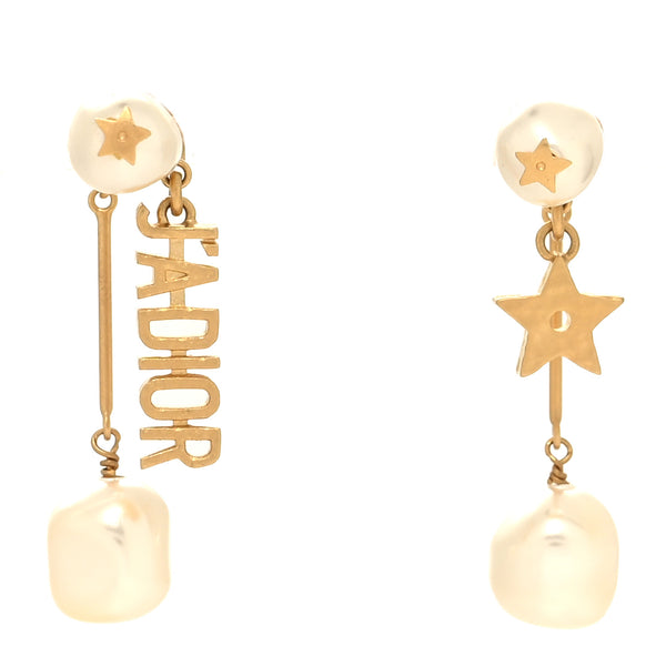 Christian Dior Pearl Star J'adior Drop Earrings Gold 1257833