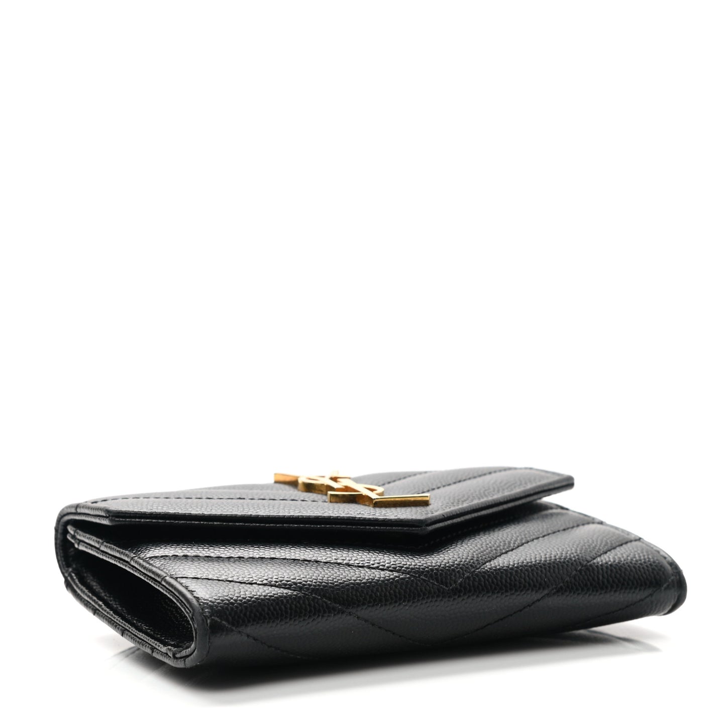 Grain De Poudre Matelasse Chevron Small Monogram Envelope Wallet Black