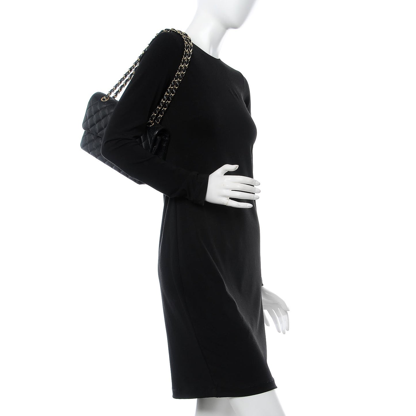 Caviar Quilted Medium Double Flap Black