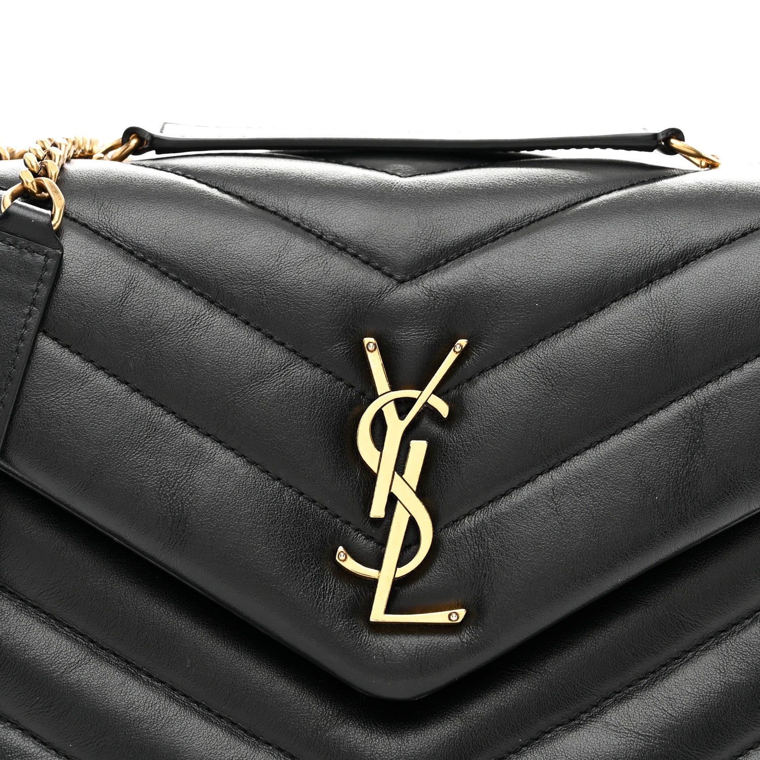 Saint Laurent Calfskin Y Quilted Monogram Small Loulou Chain Satchel Black 8 of 10