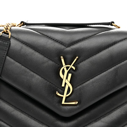 Saint Laurent Calfskin Y Quilted Monogram Small Loulou Chain Satchel Black 8 of 10
