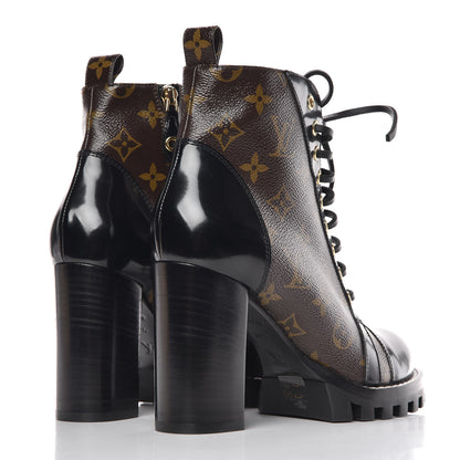 Louis Vuitton Patent Calfskin Monogram Star Trail Ankle Boots 38.5 Black 4 of 7