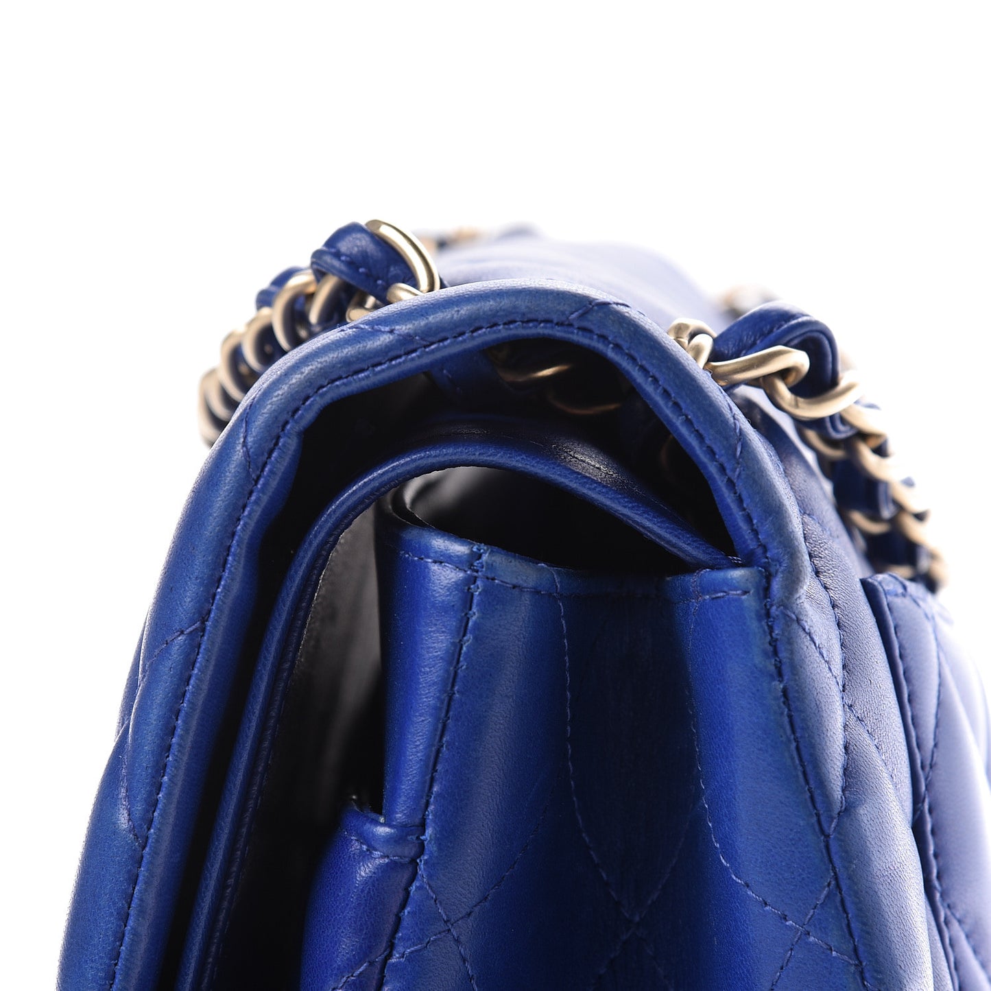Lambskin Quilted Jumbo Double Flap Blue