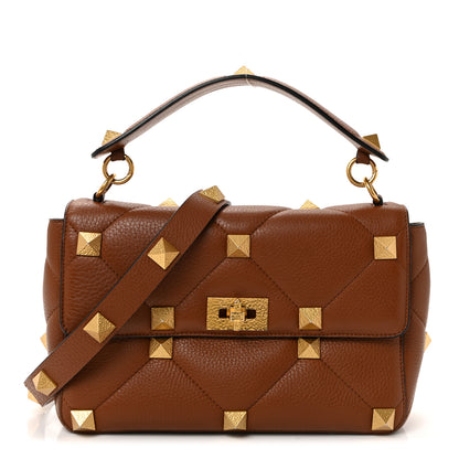 Valentino Garavani Grained Calfskin Large Roman Stud Shoulder Bag Selleria 1 of 9