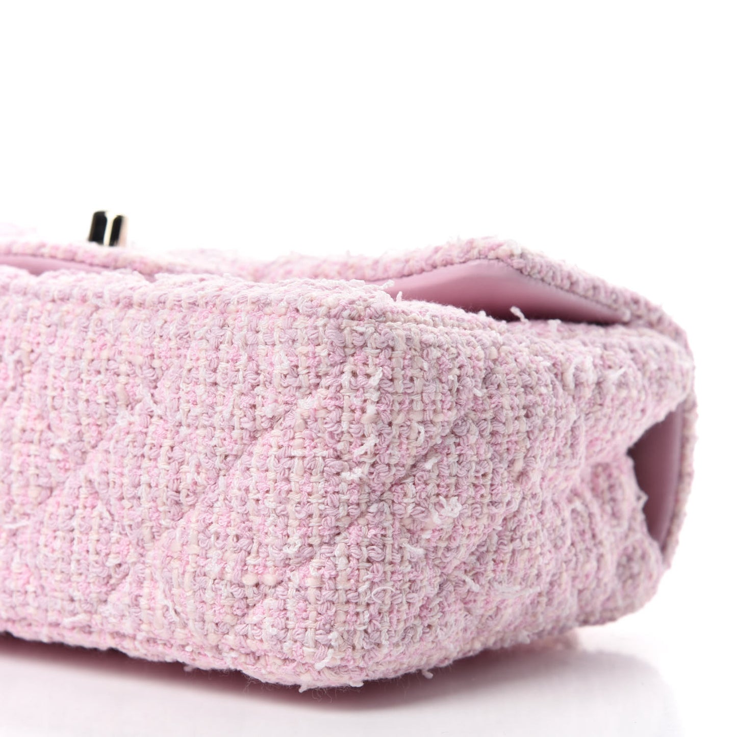 Tweed Quilted Mini Rectangular Flap Pink