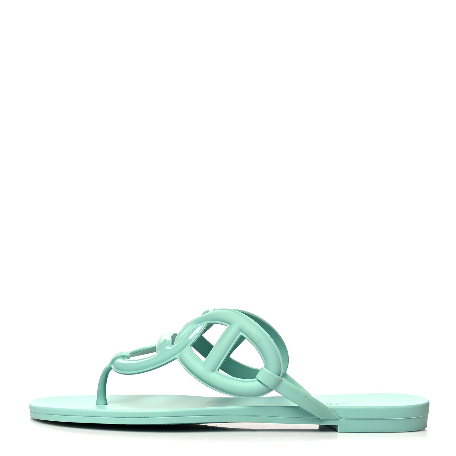 Hermes Rubber Womens Egerie Sandals 40 Vert Embrun 1 of 8