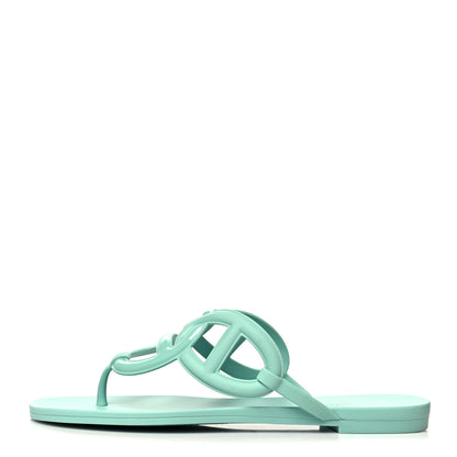 Hermes Rubber Womens Egerie Sandals 40 Vert Embrun 1 of 8