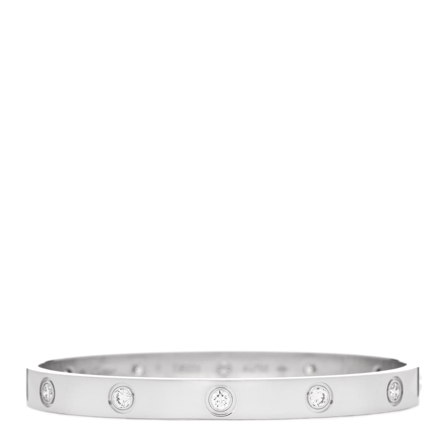 Cartier 18K White Gold 10 Diamond LOVE Bracelet 17 1 of 6