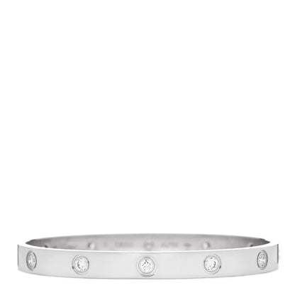 Cartier 18K White Gold 10 Diamond LOVE Bracelet 17 1 of 6