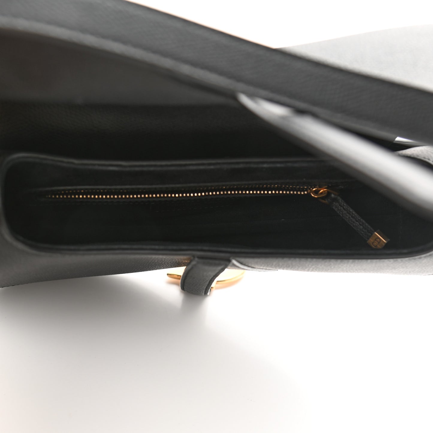 Grained Calfskin Saddle Bag Black