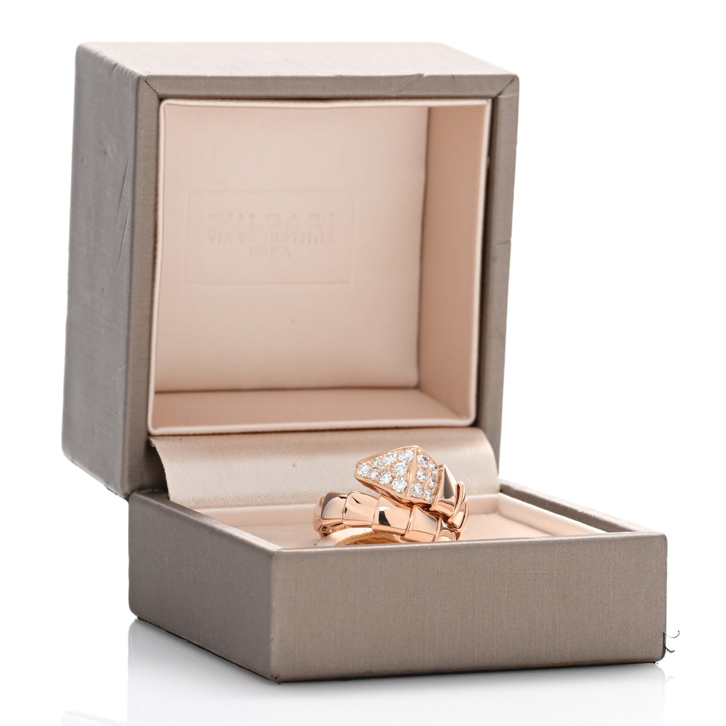 18K Rose Gold Diamond Serpenti Viper Ring M