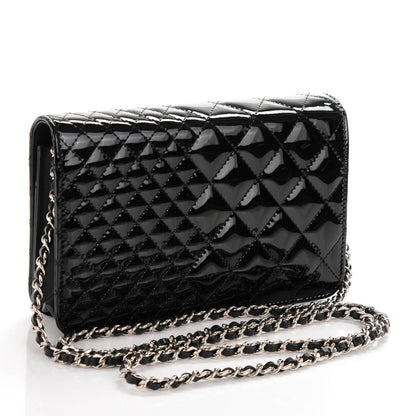 Chanel Patent Double Quilted Wallet On Chain WOC Black 3 of 10